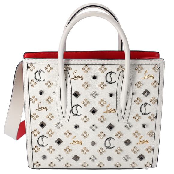 Christian Louboutin Paloma Medium Top Handle Bag White Studded - Picture 1 of 8
